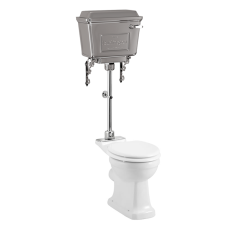 Vidēja līmeņa tualetes pods pods bez apmales ar hroma alumīnija cisternu (poda vāks nav iekļauts komplektā)
